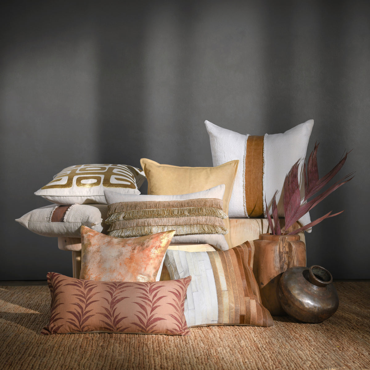 VC Steam Ivory/Dumont 26x26 Throw Pillow (Set of 2) - Ornate Home