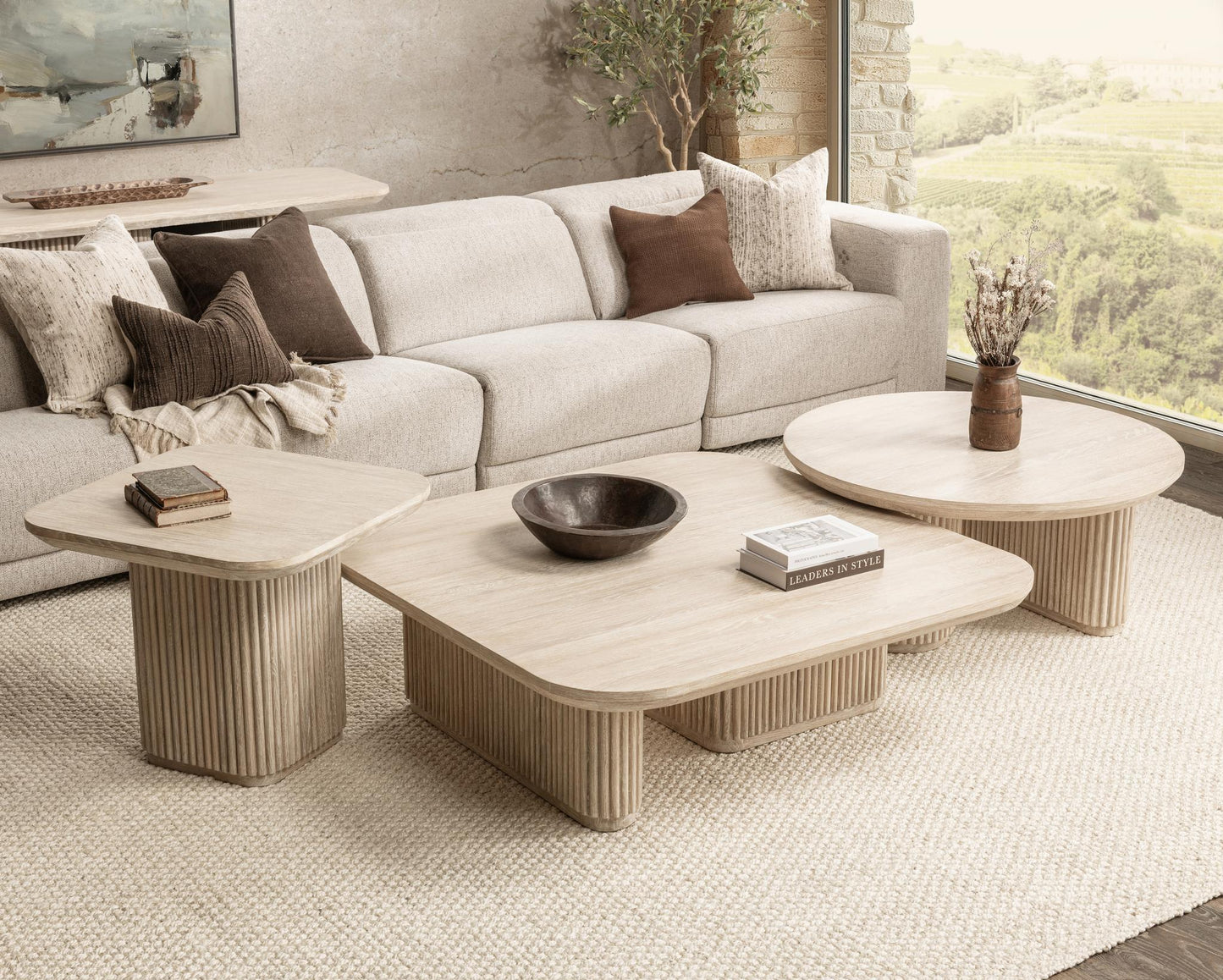 Vander Cream Washed Coffee Table - Ornate Home