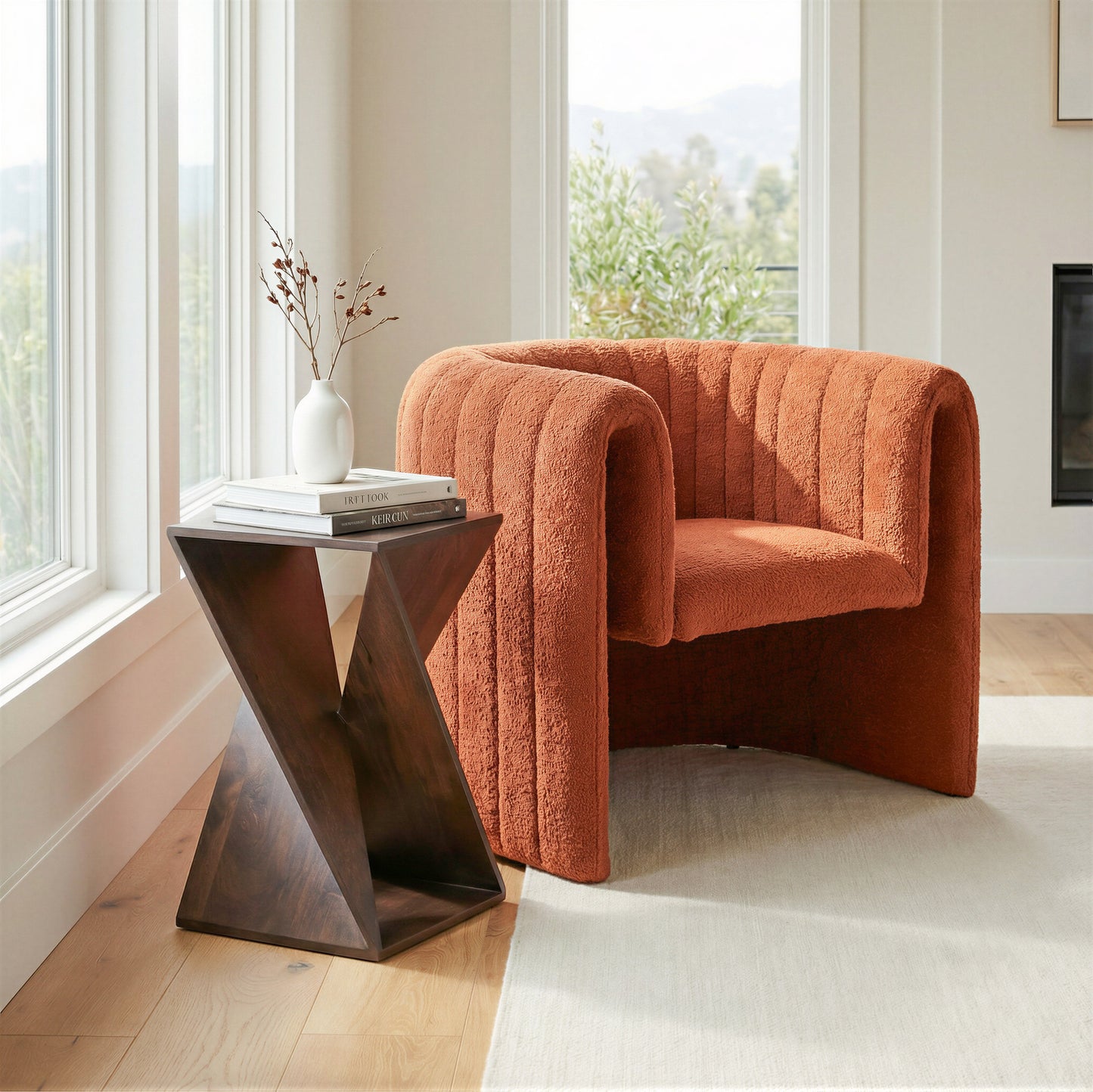 Viana Burnt Orange Accent Chair - Ornate Home