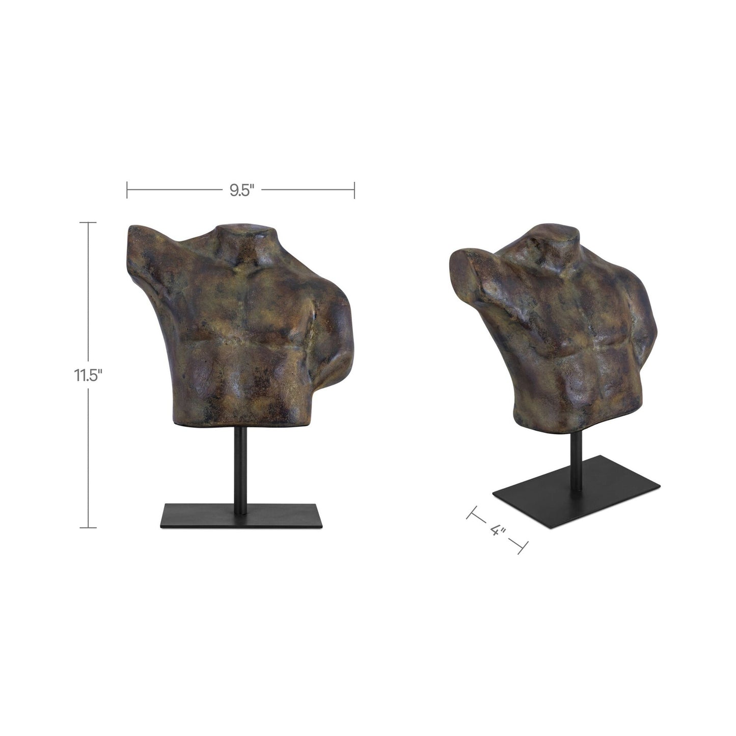 Victor Dark Green Patina Cast Aluminum Sculpture - Ornate Home