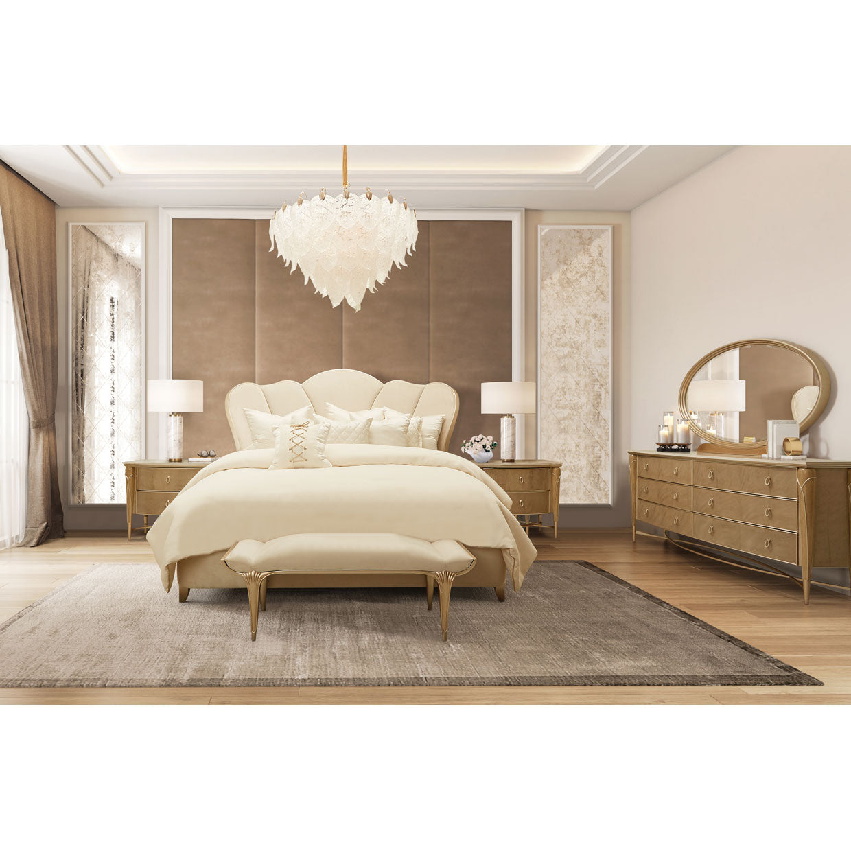 Villa Cherie Caramel/Pearl Bed Bench - Ornate Home