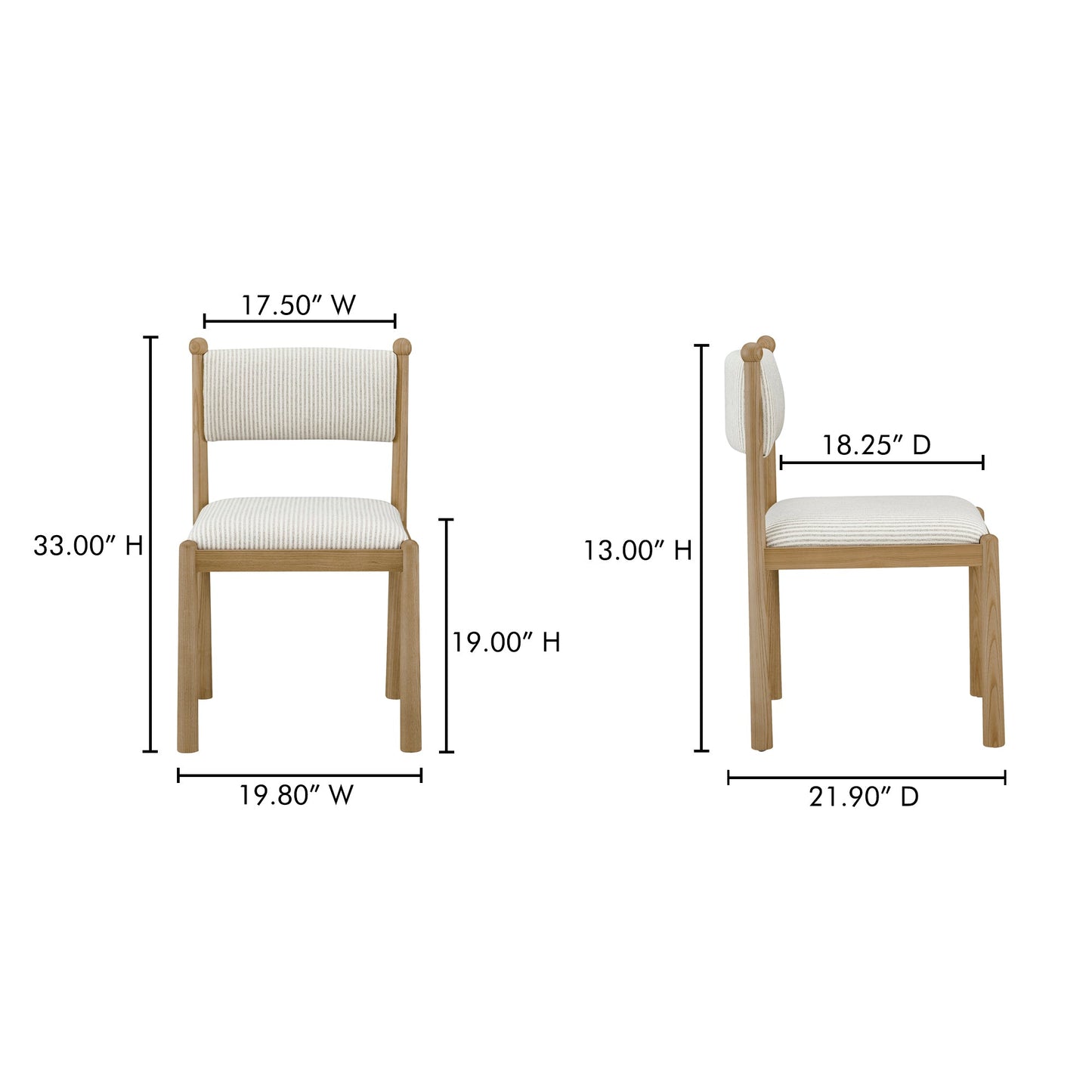 Villetta Stripe/Oak Stained Dining Chair (Set of 2) - Ornate Home