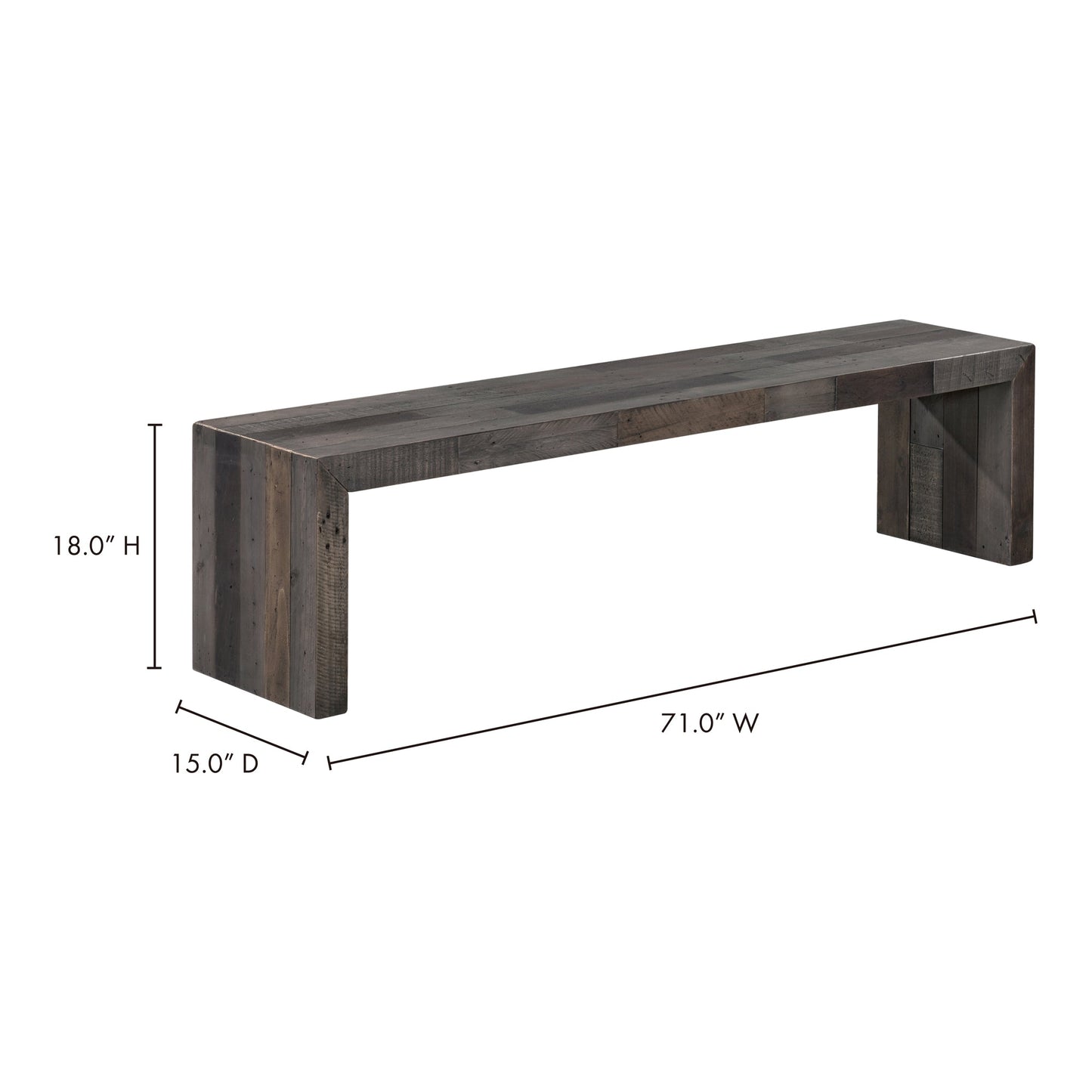 Vintage Grey Large Bench - Ornate Home