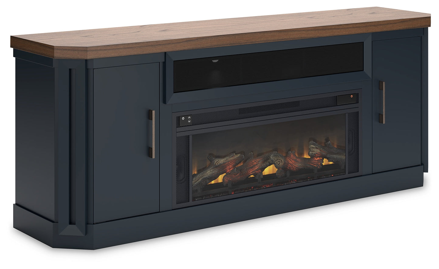 Landocken Two-tone 83" TV Stand with Electric Fireplace
