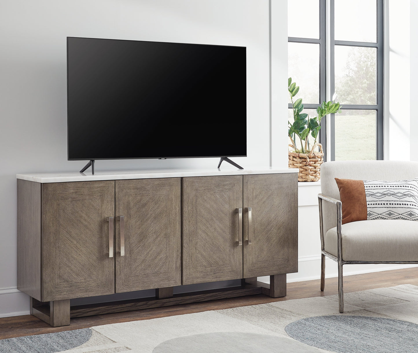 Loyaska Grayish Brown/White 68" TV Stand