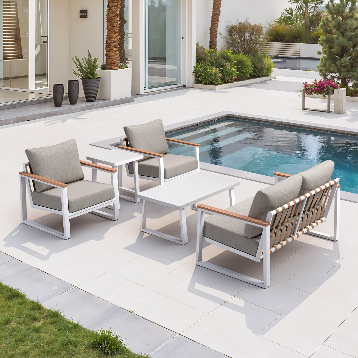 Welt White Outdoor Side Table - Ornate Home
