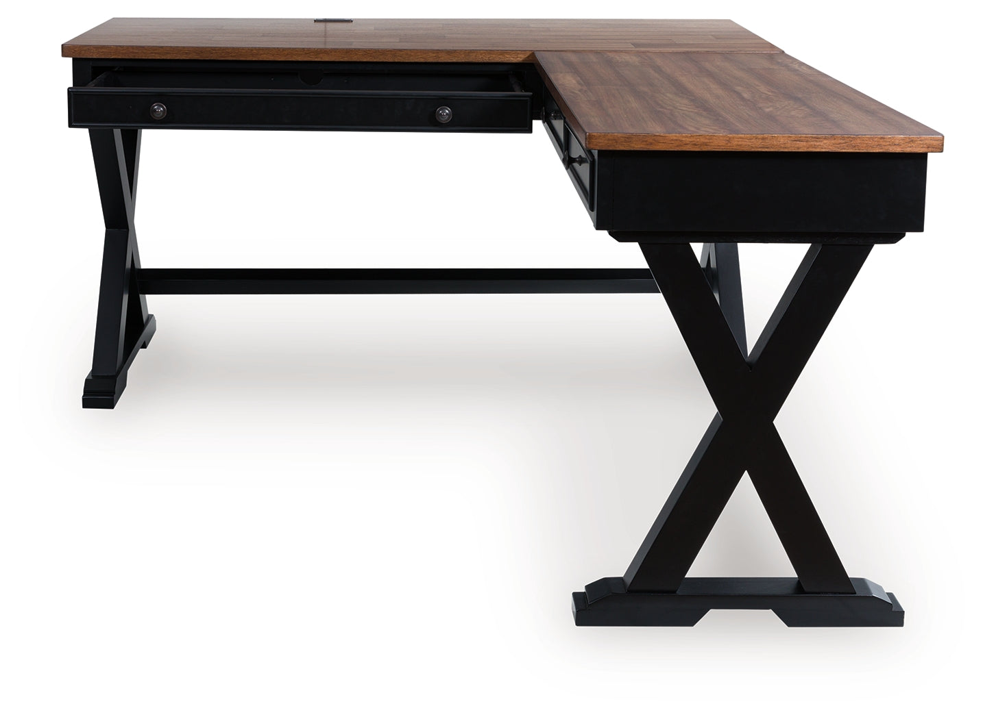 Wildenauer Brown/Black Home Office Desk (L shape)- Viva Furn