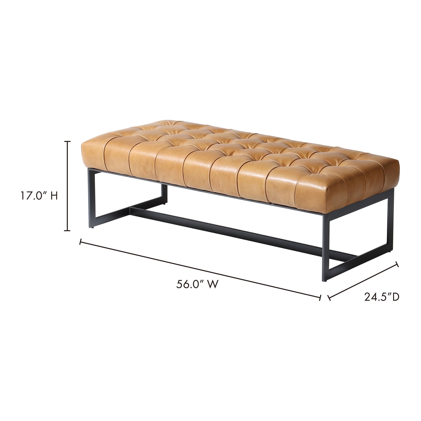 Wyatt Brown Leather Bench - Ornate Home