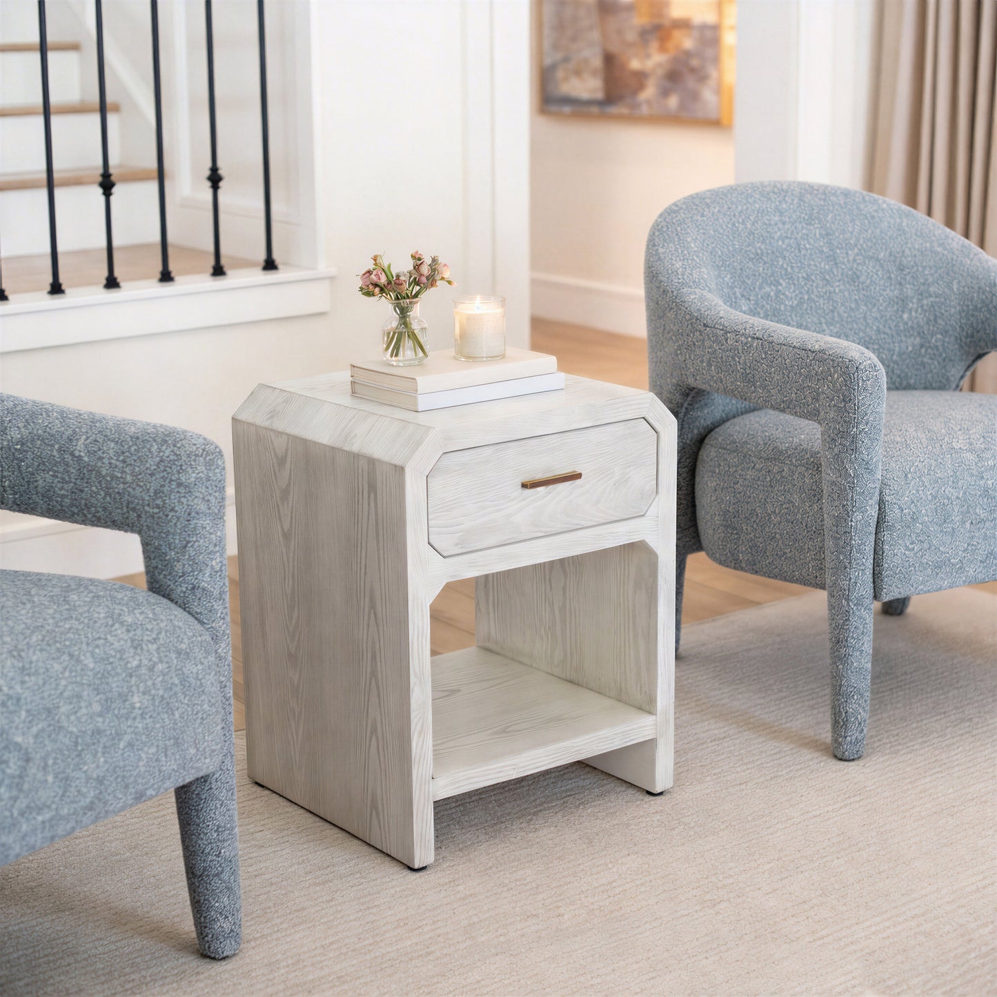 Yume Oak White Side Table - Ornate Home