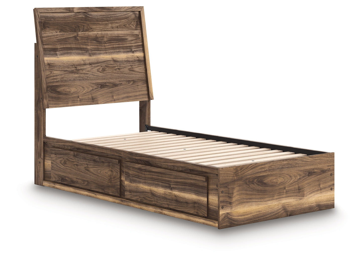 Zadilyn Brown Twin Panel Bed with Storage- Viva Furn