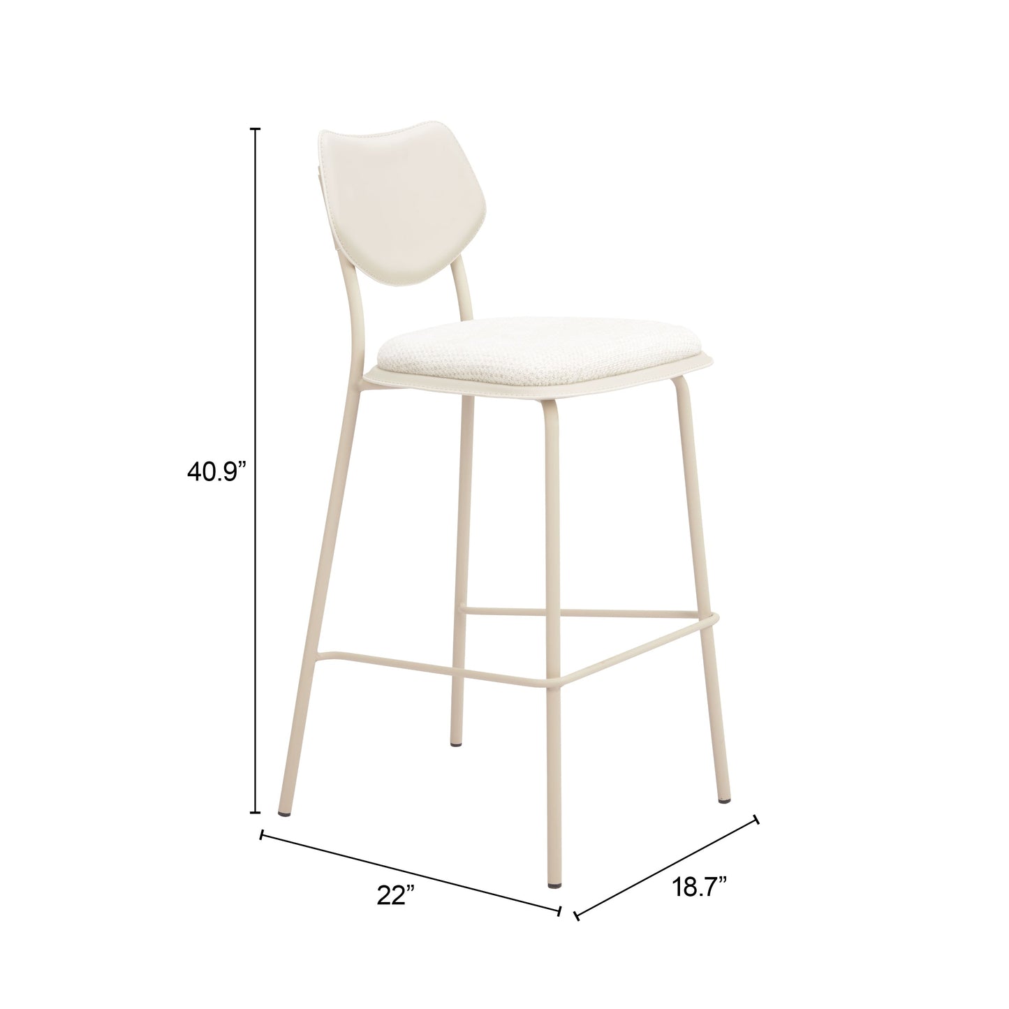 Zeal Light Gray & Beige Barstool (Set of 4) - Ornate Home