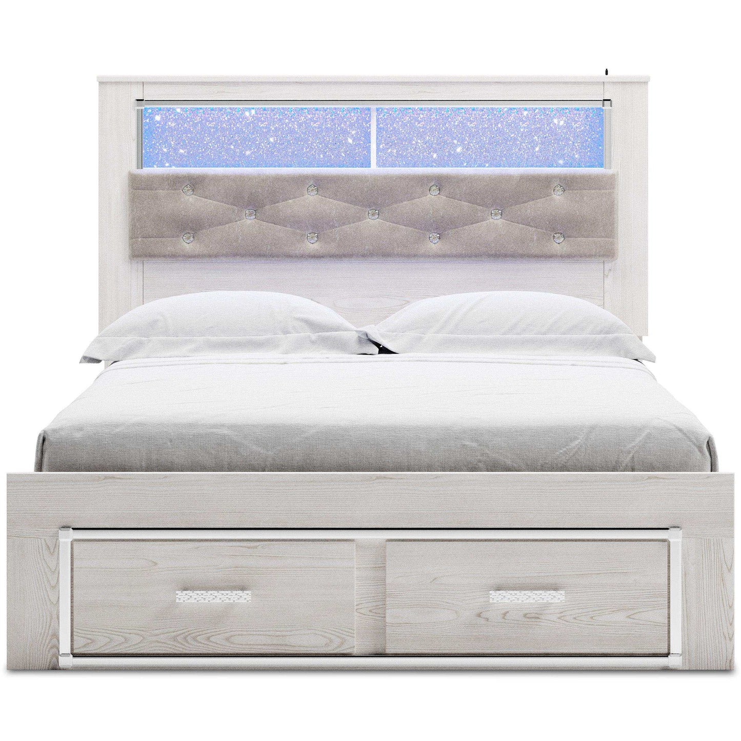 Altyra Queen Upholstered Bookcase Bed w/ Storage