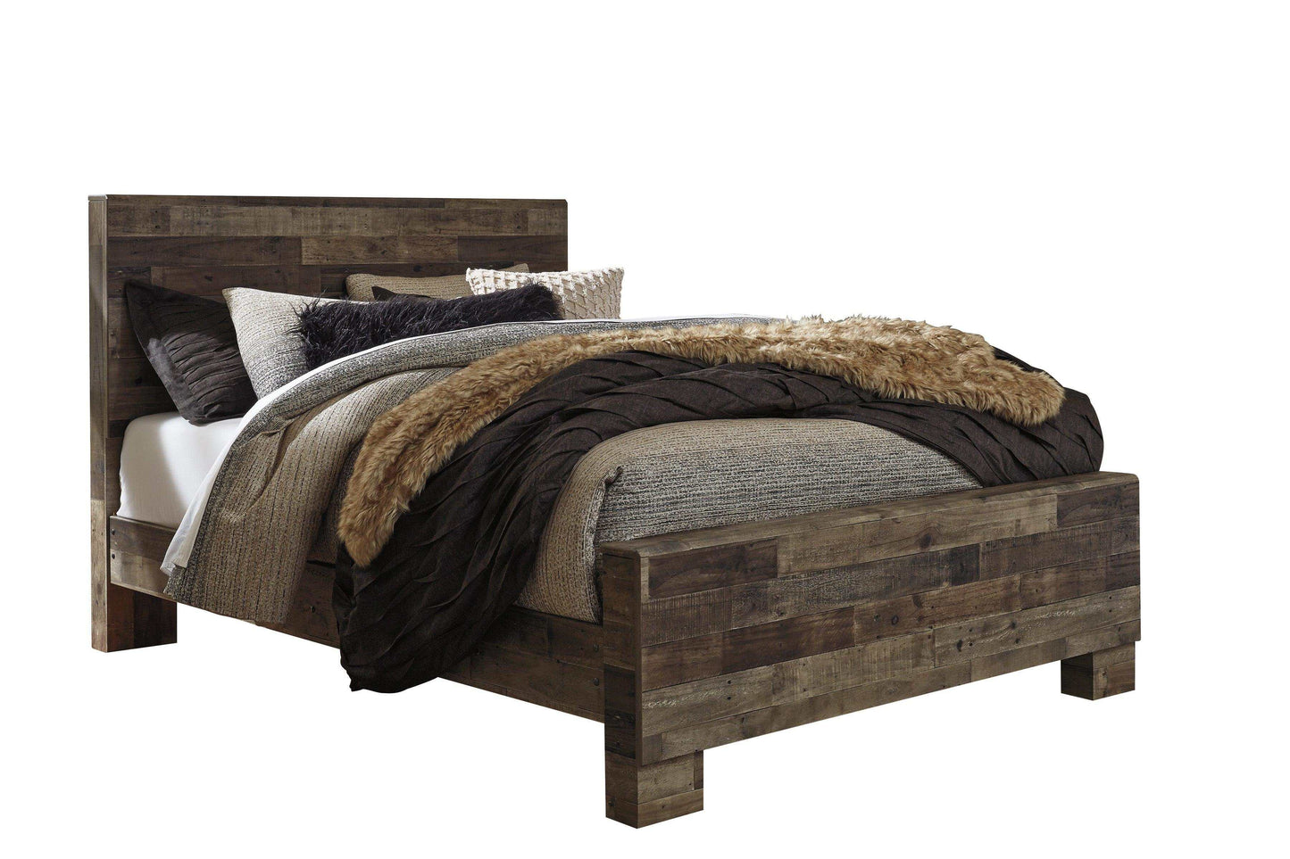 Derekson Multi Gray Queen Panel Bedroom Set / 4pc