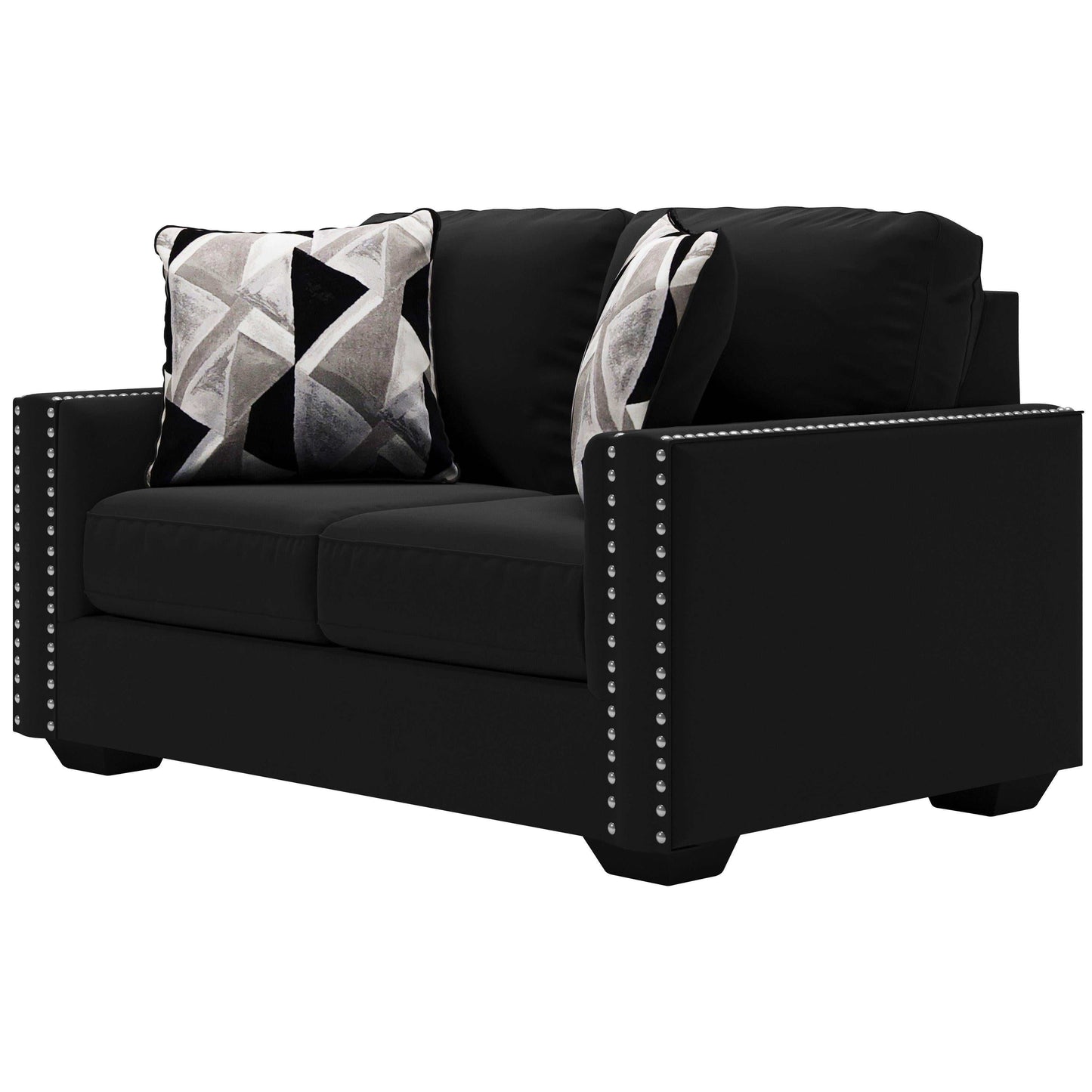 Gleston Onyx Black Velvet Stationary Loveseat