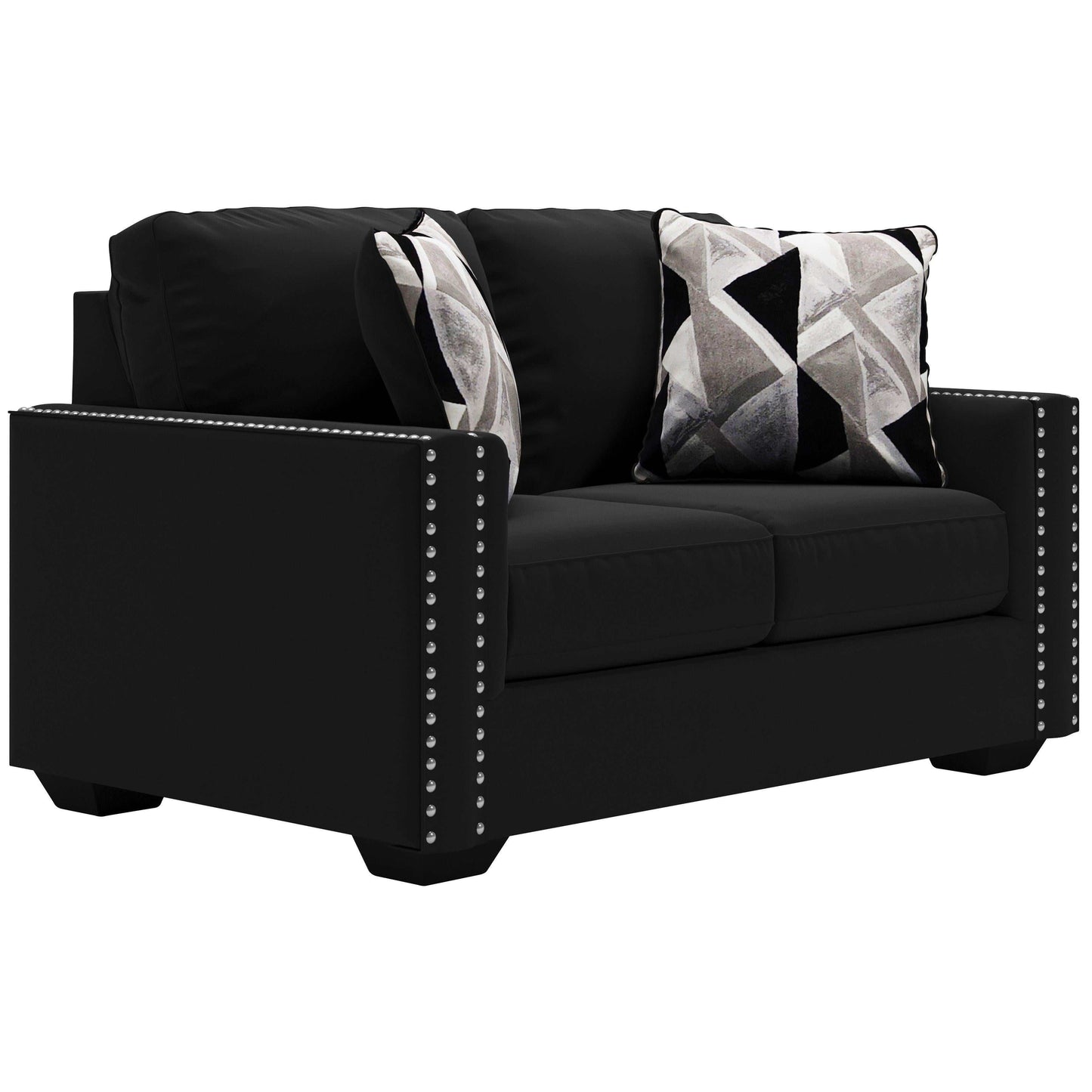 Gleston Onyx Black Velvet Stationary Loveseat
