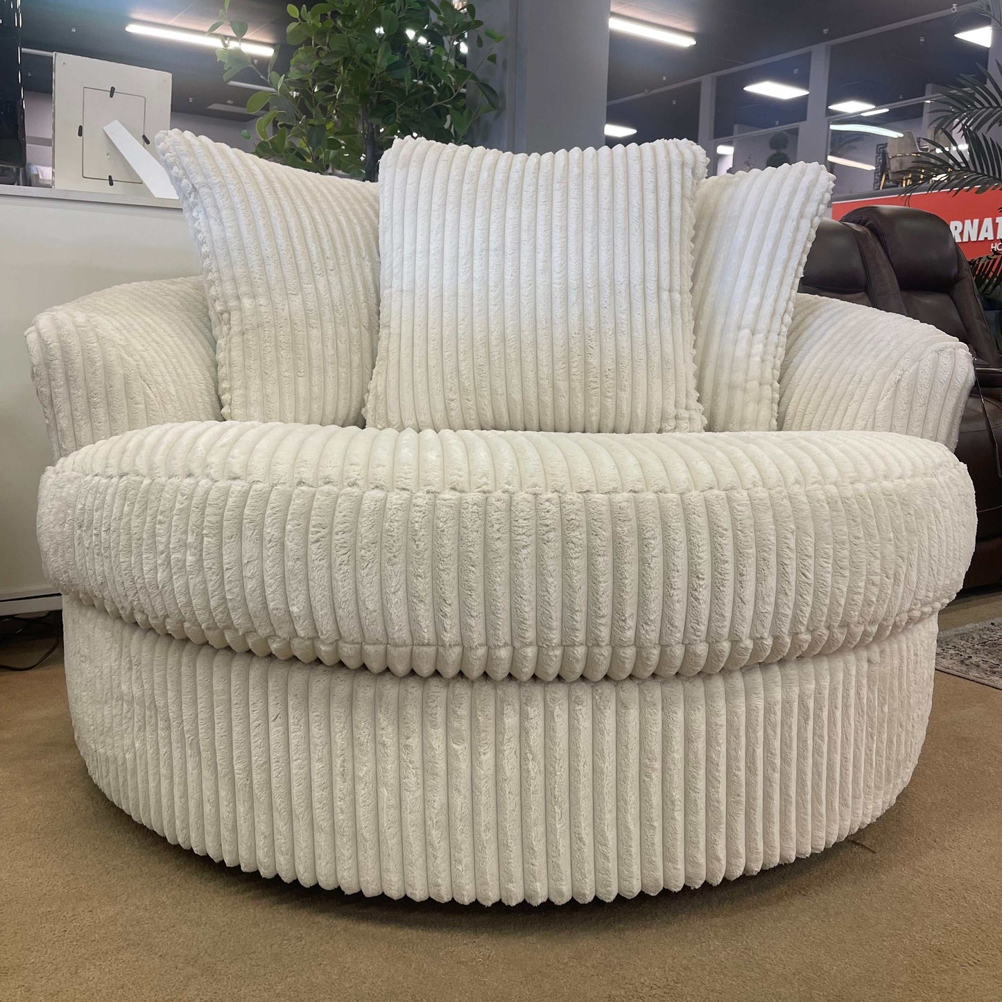 Lindyn Ivory Oversized Swivel Accent Chair