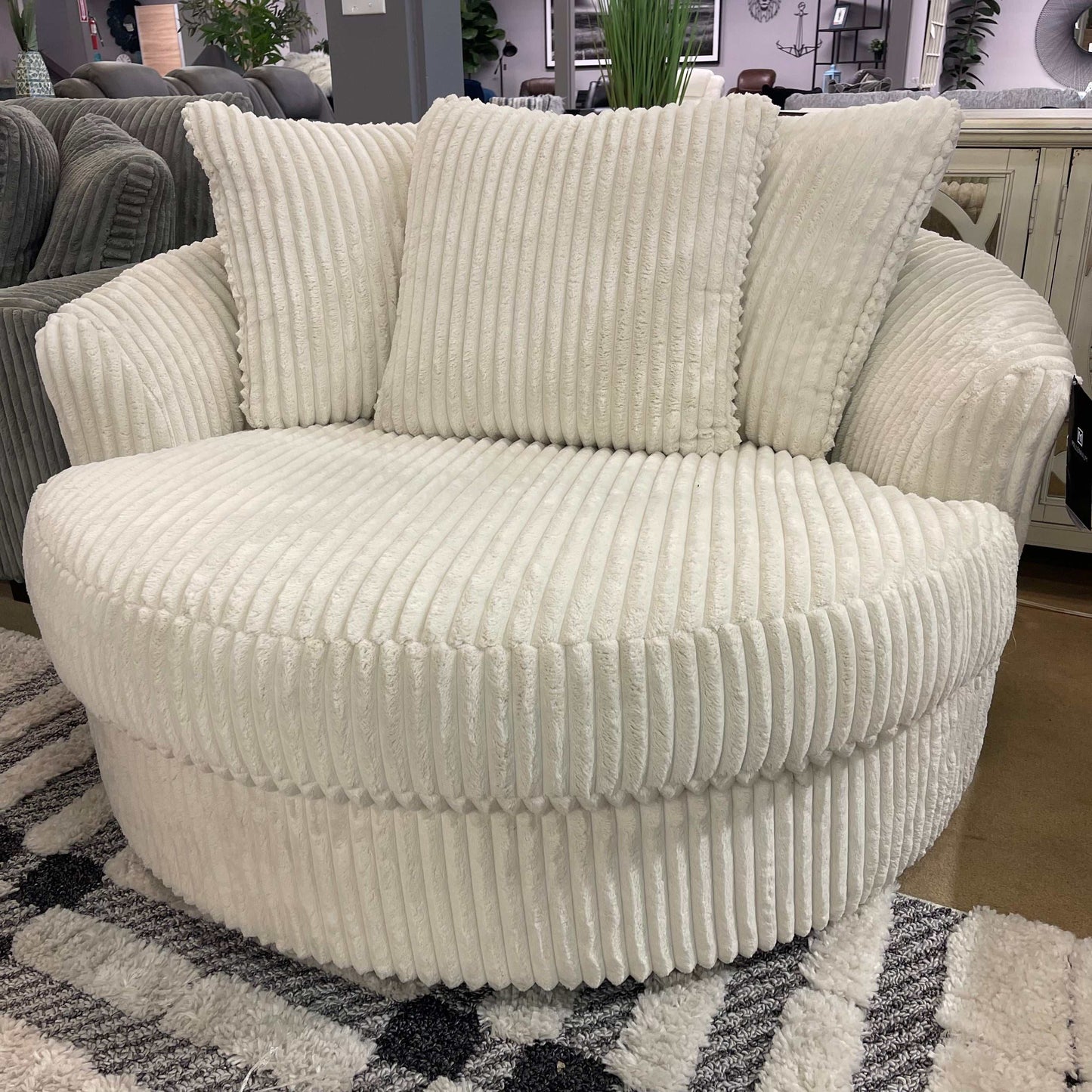 Lindyn Ivory Oversized Swivel Accent Chair
