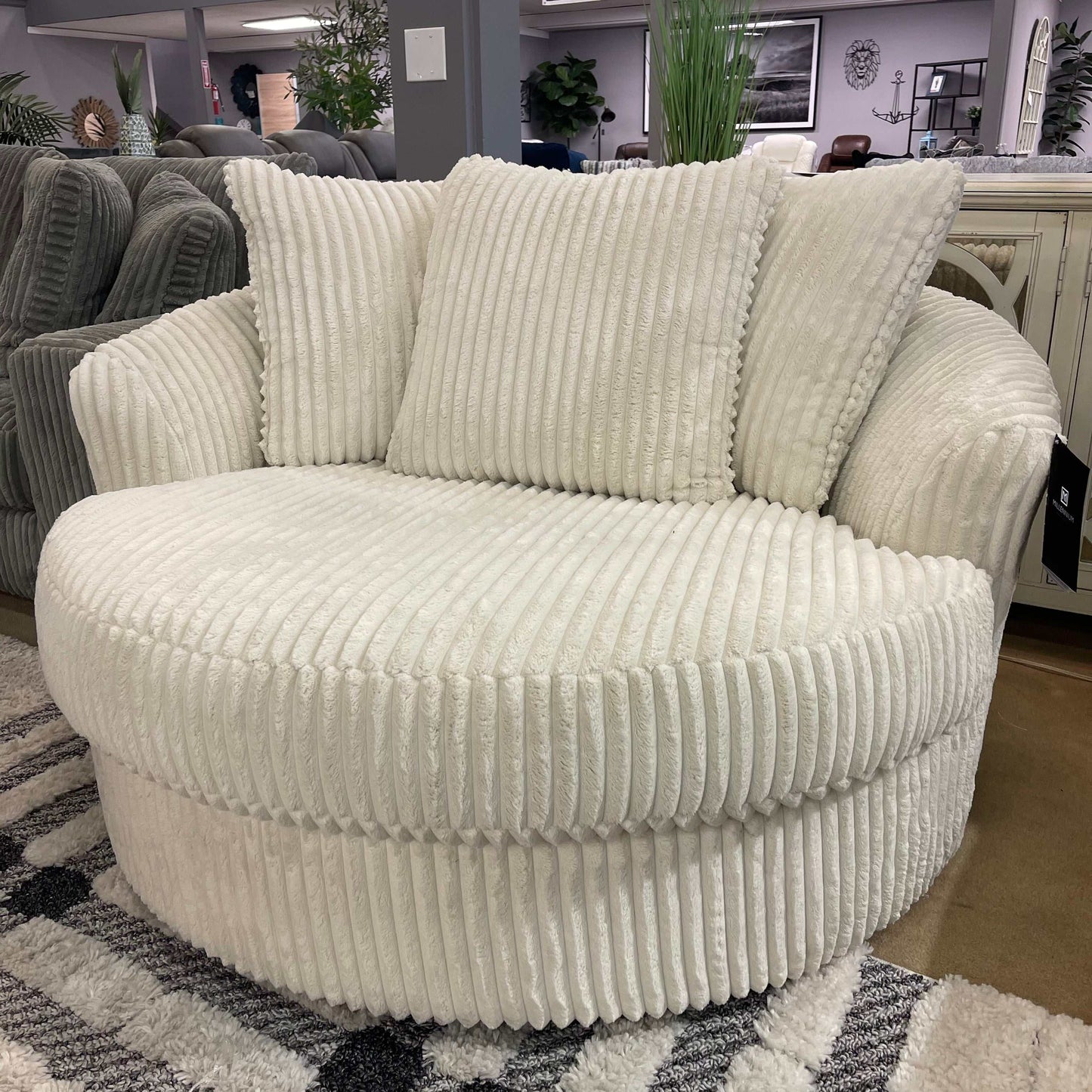 Lindyn Ivory Oversized Swivel Accent Chair