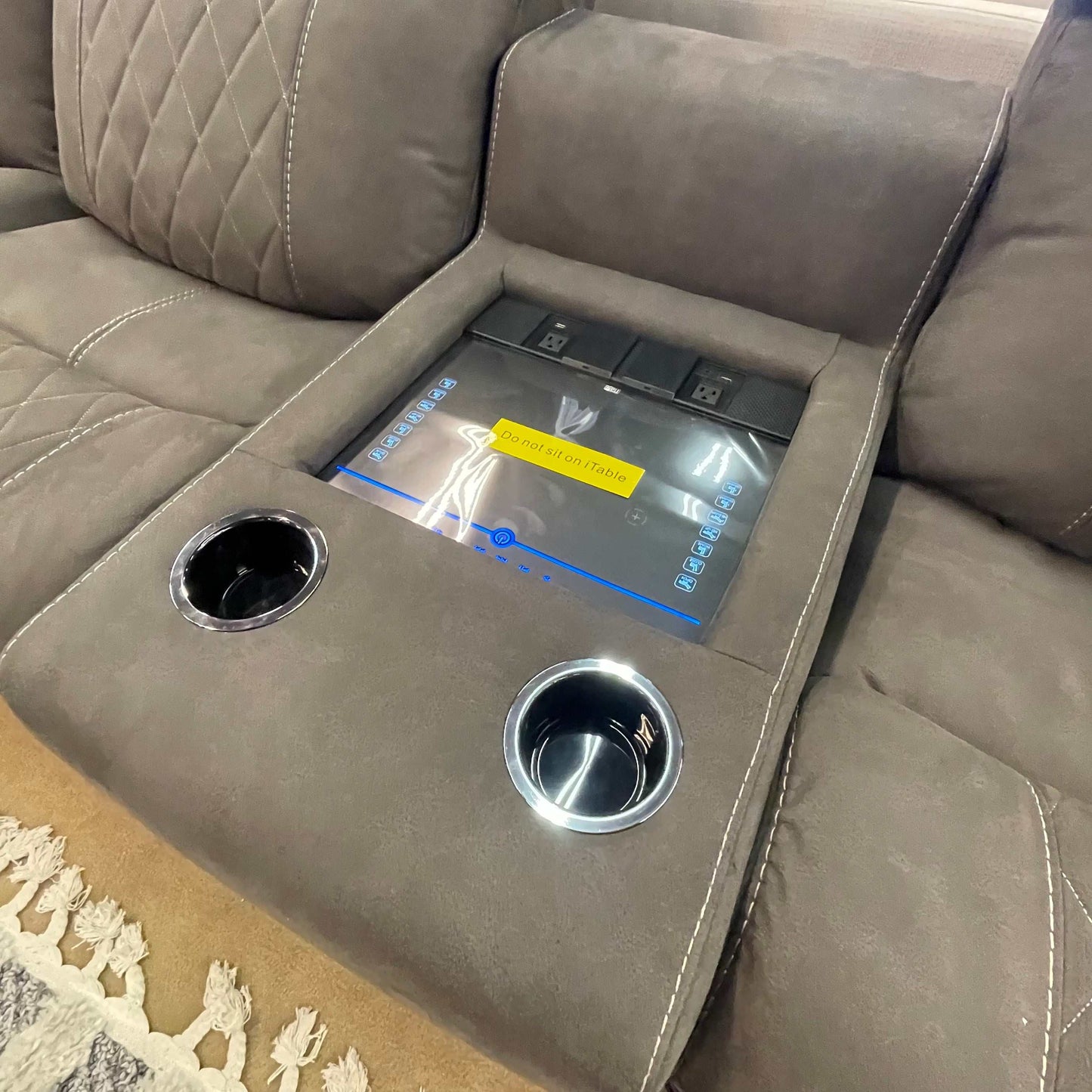 Hoopster Gunmetal 6pc Power Reclining Sectional w/ Touchscreen Console