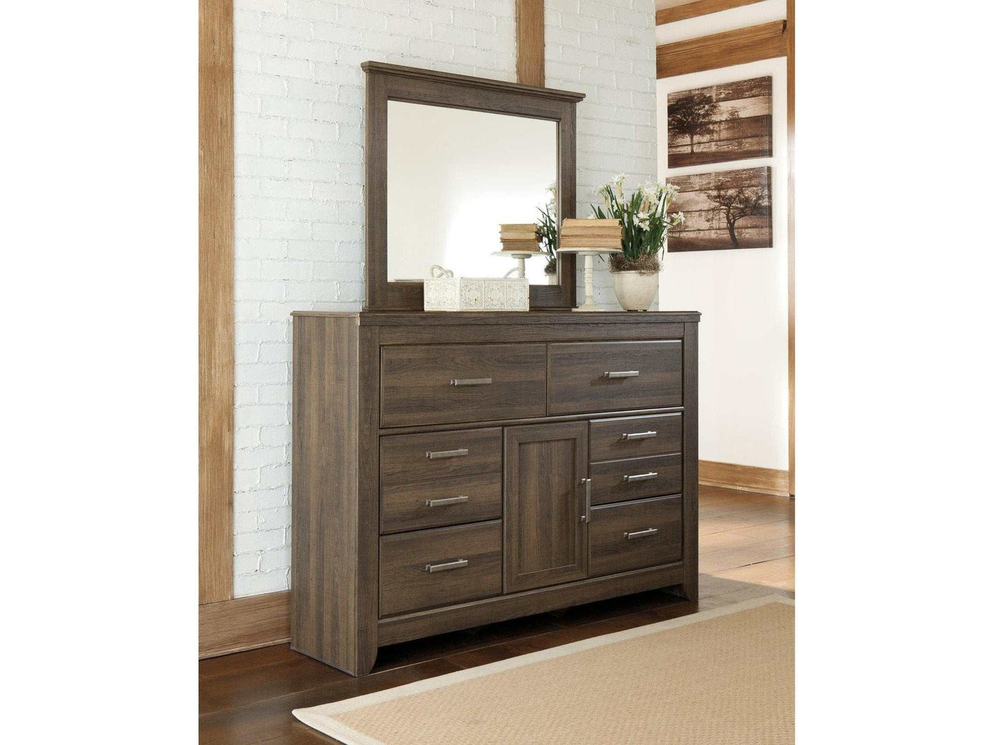 Juararo Dark Brown Dresser & Mirror