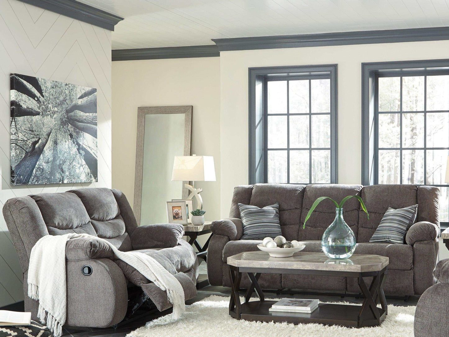 Tulen Gray Manual Reclining Sofa & Loveseat