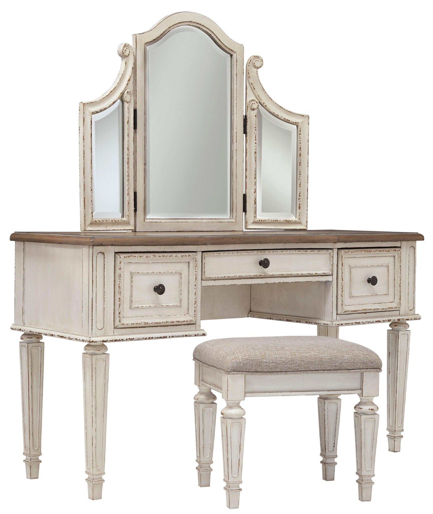 Realyn Vanity & Mirror w/ Stool (Set of 3)