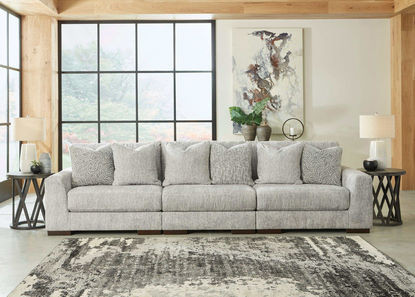 Regent Park Pewter 3pc Sectional Sofa