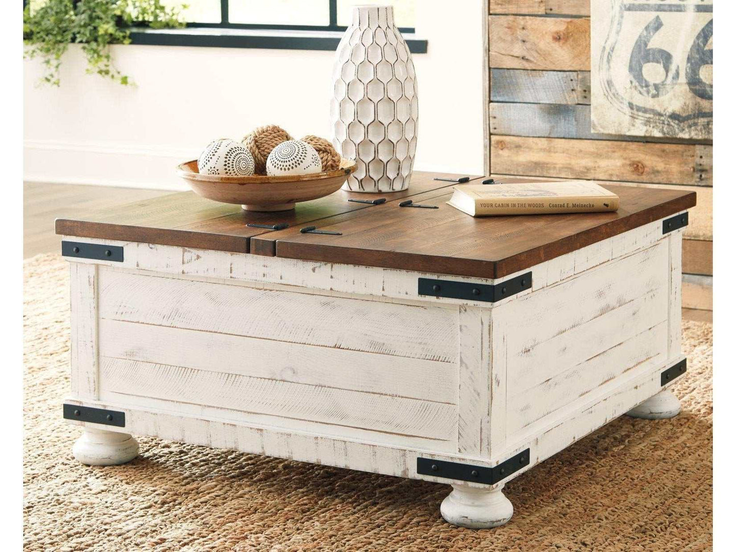Wystfield White/Brown Cocktail Table with Storage