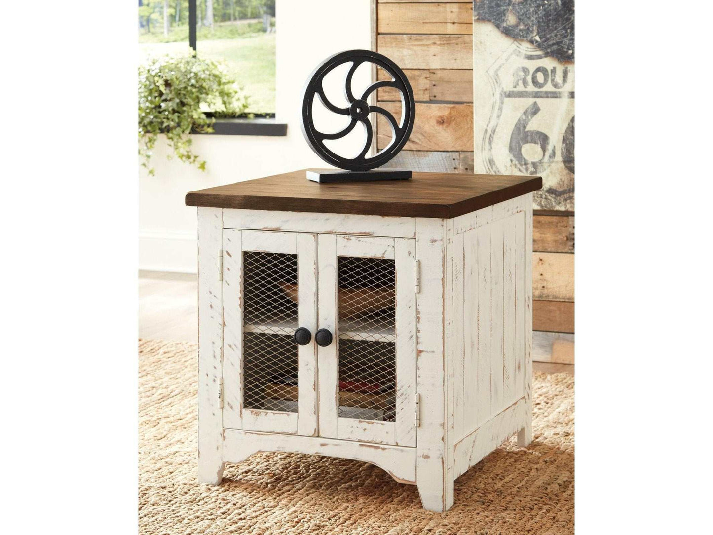 Wystfield White/Brown Rectangular End Table