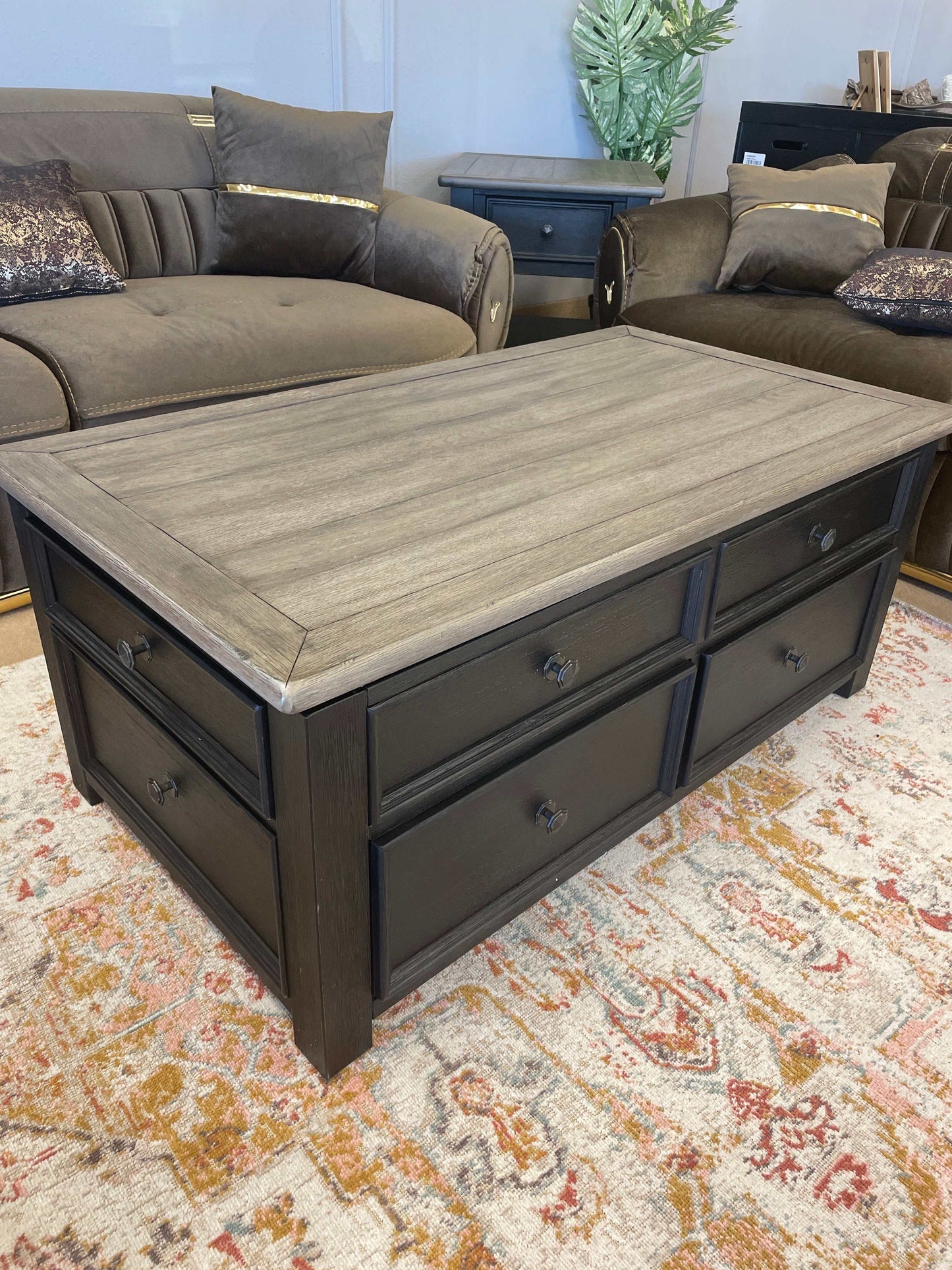 Tyler Creek Grayish Brown/Black Lift Top Coffee Table