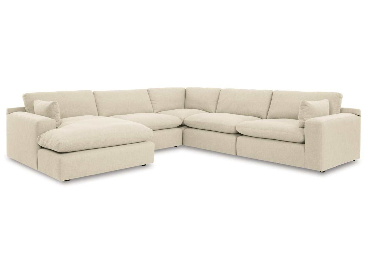 Elyza Linen 5pc Sectional Sofa w/ LAF Corner Chaise