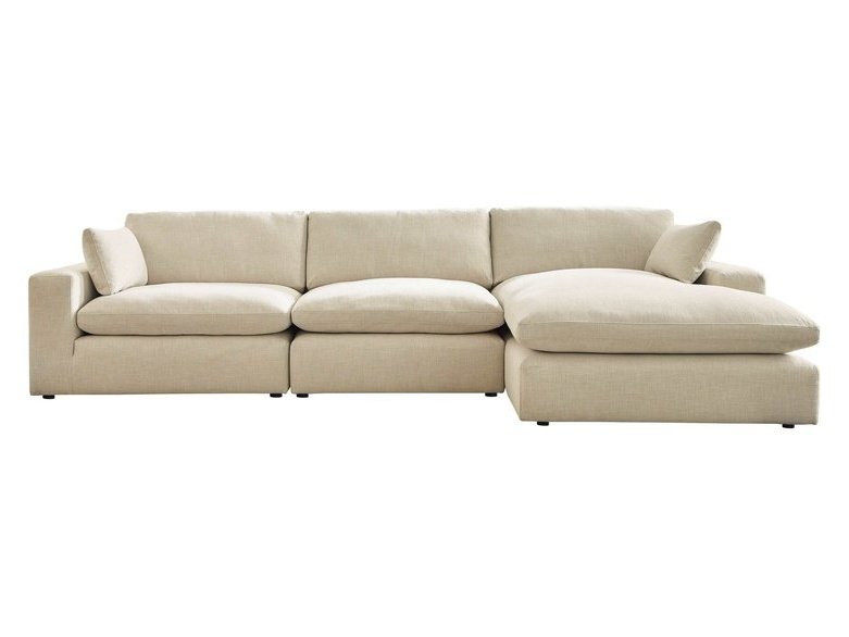 Elyza Linen 3pc Sectional Sofa w/ RAF Corner Chaise