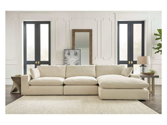 Elyza Linen 3pc Sectional Sofa w/ RAF Corner Chaise