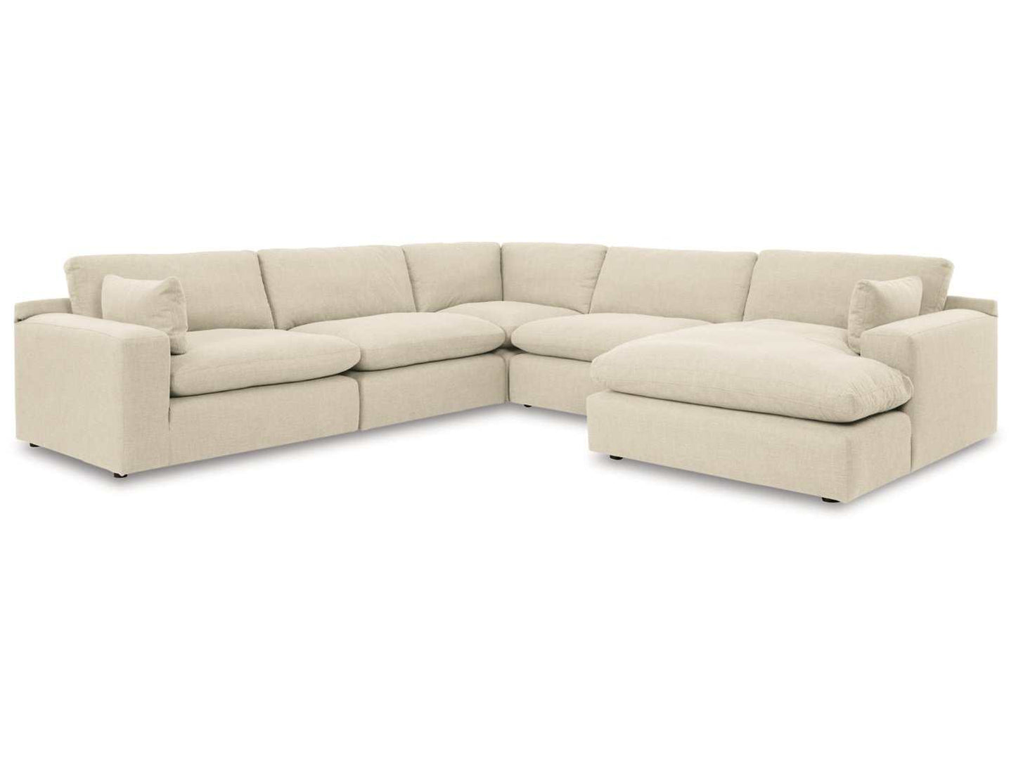 Elyza Linen 5pc Sectional Sofa w/ RAF Corner Chaise