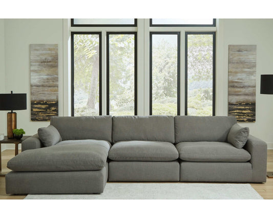 Elyza Smoke 3pc Sectional Sofa w/ LAF Corner Chaise