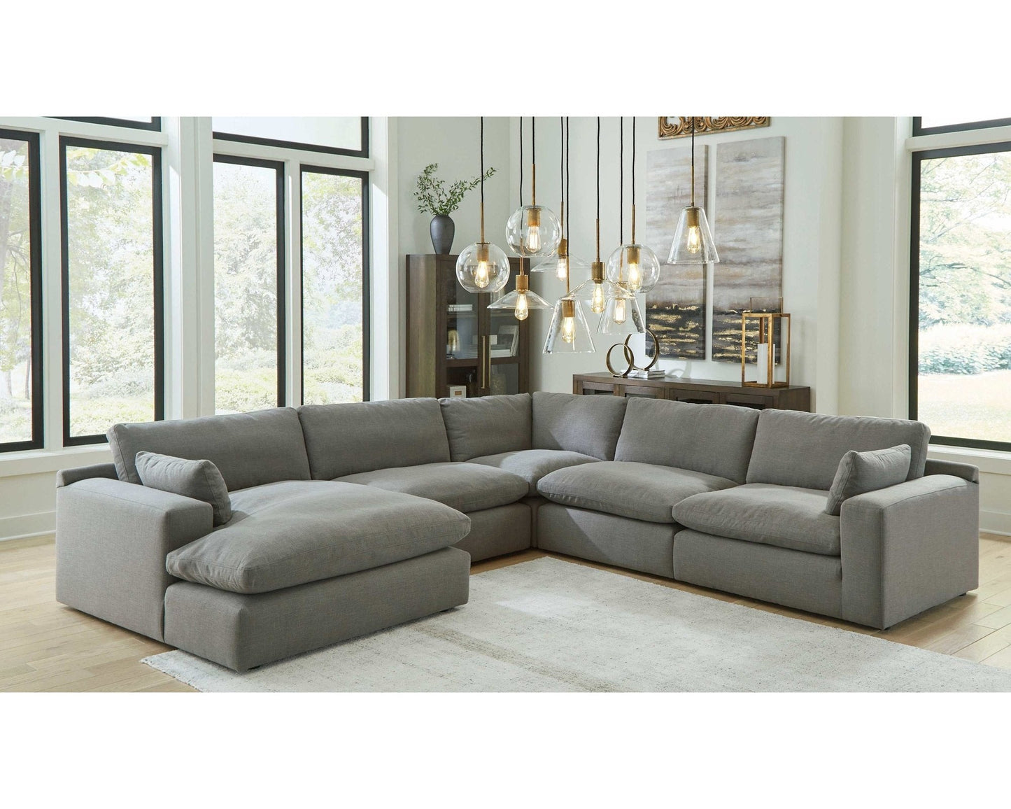 Elyza Smoke 5pc Sectional Sofa w/ LAF Corner Chaise