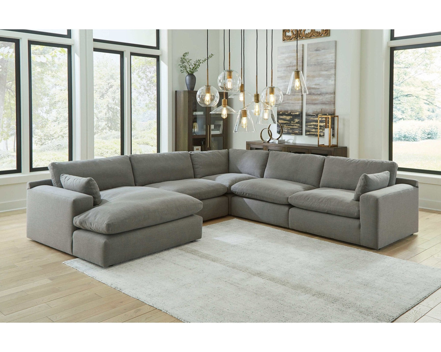 Elyza Smoke 5pc Sectional Sofa w/ LAF Corner Chaise