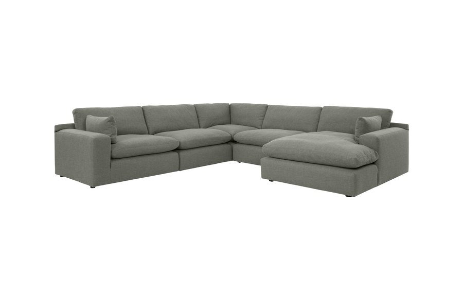 Elyza Smoke 5pc Sectional Sofa w/ RAF Corner Chaise