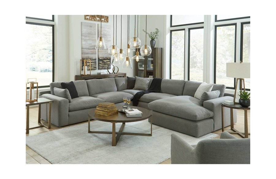 Elyza Smoke 5pc Sectional Sofa w/ RAF Corner Chaise