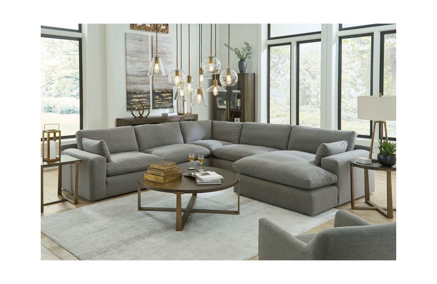 Elyza Smoke 5pc Sectional Sofa w/ RAF Corner Chaise