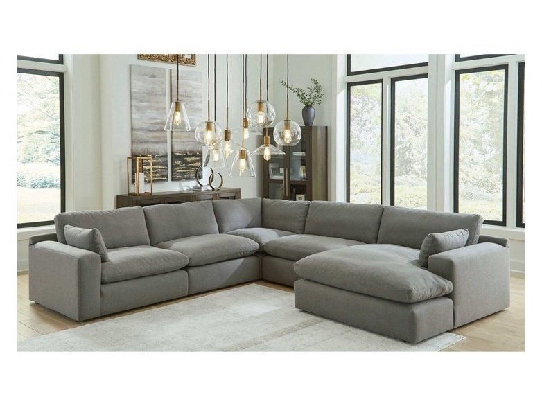 Elyza Smoke 5pc Sectional Sofa w/ RAF Corner Chaise