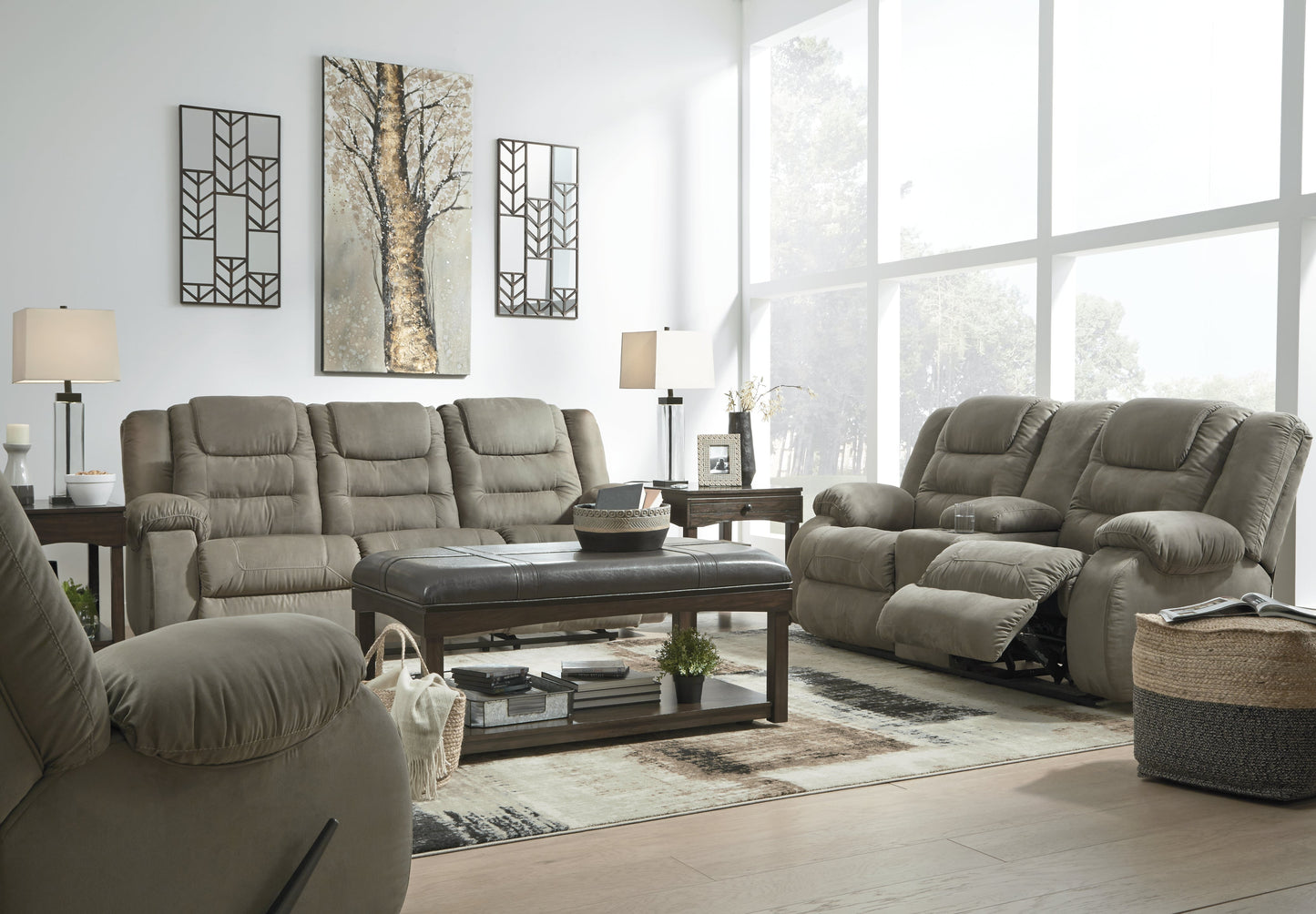 McCade Cobblestone Reclining Sofa, Loveseat and Recliner