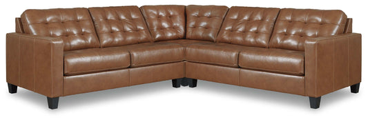 Baskove Auburn Leather Match 3pc Symmetrical Sectional