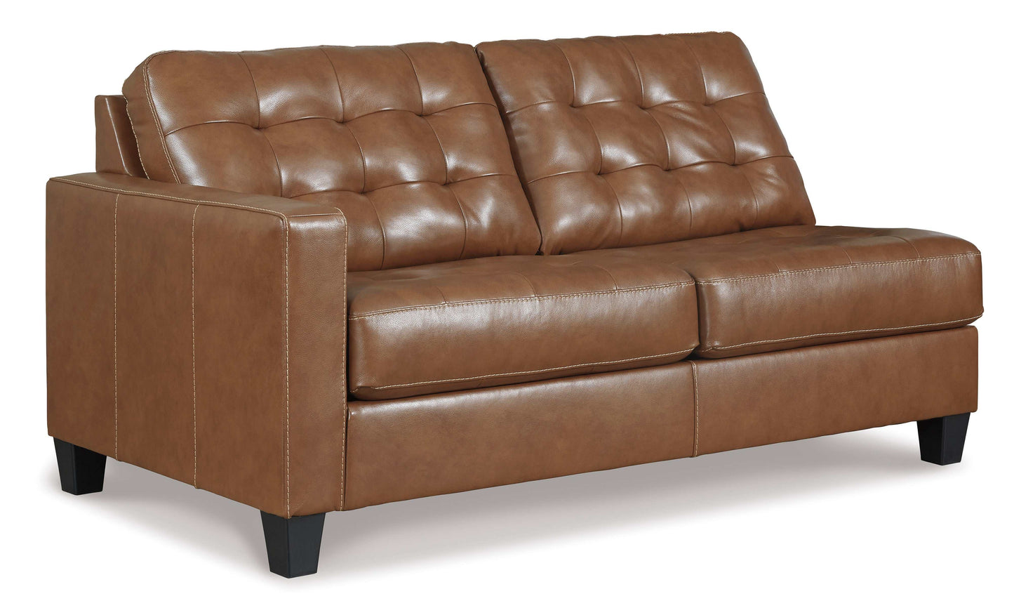 Baskove Auburn Leather Match 3pc Symmetrical Sectional