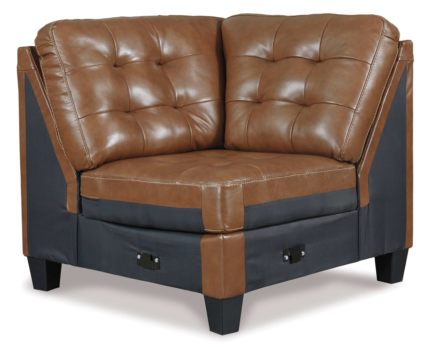 Baskove Auburn Leather Match 3pc Symmetrical Sectional