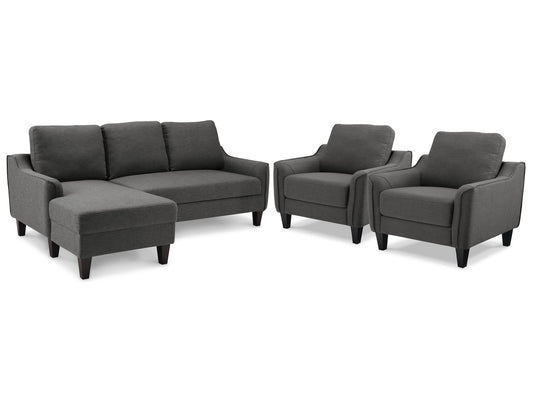 Jarreau Gray Sofa Chaise Sleeper and 2 Chairs