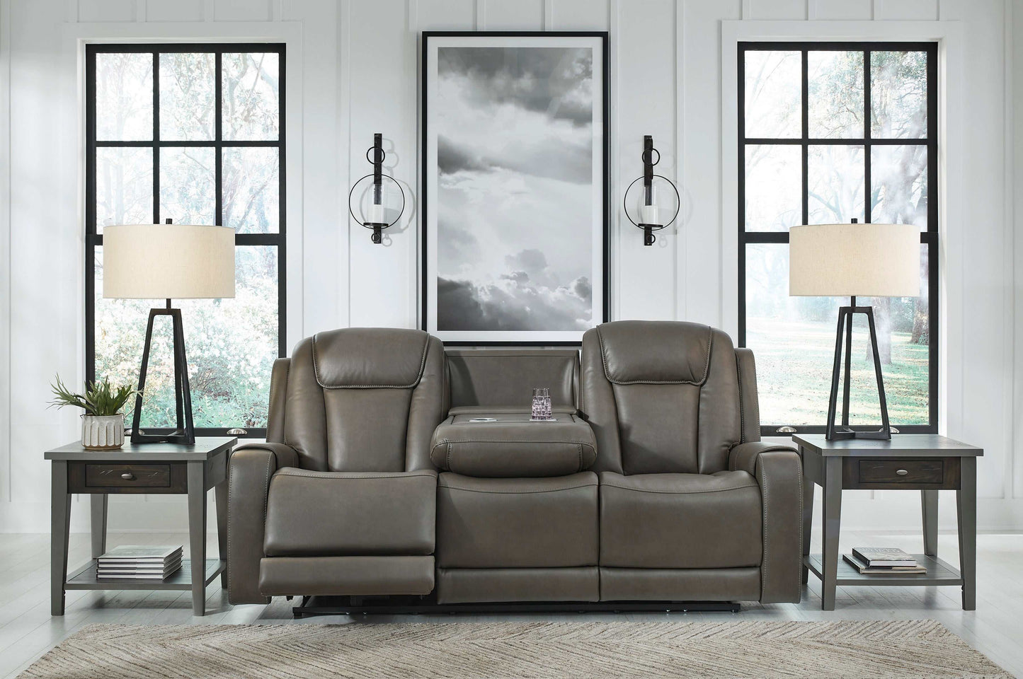 Card Player Smoke Power Reclining Sofa