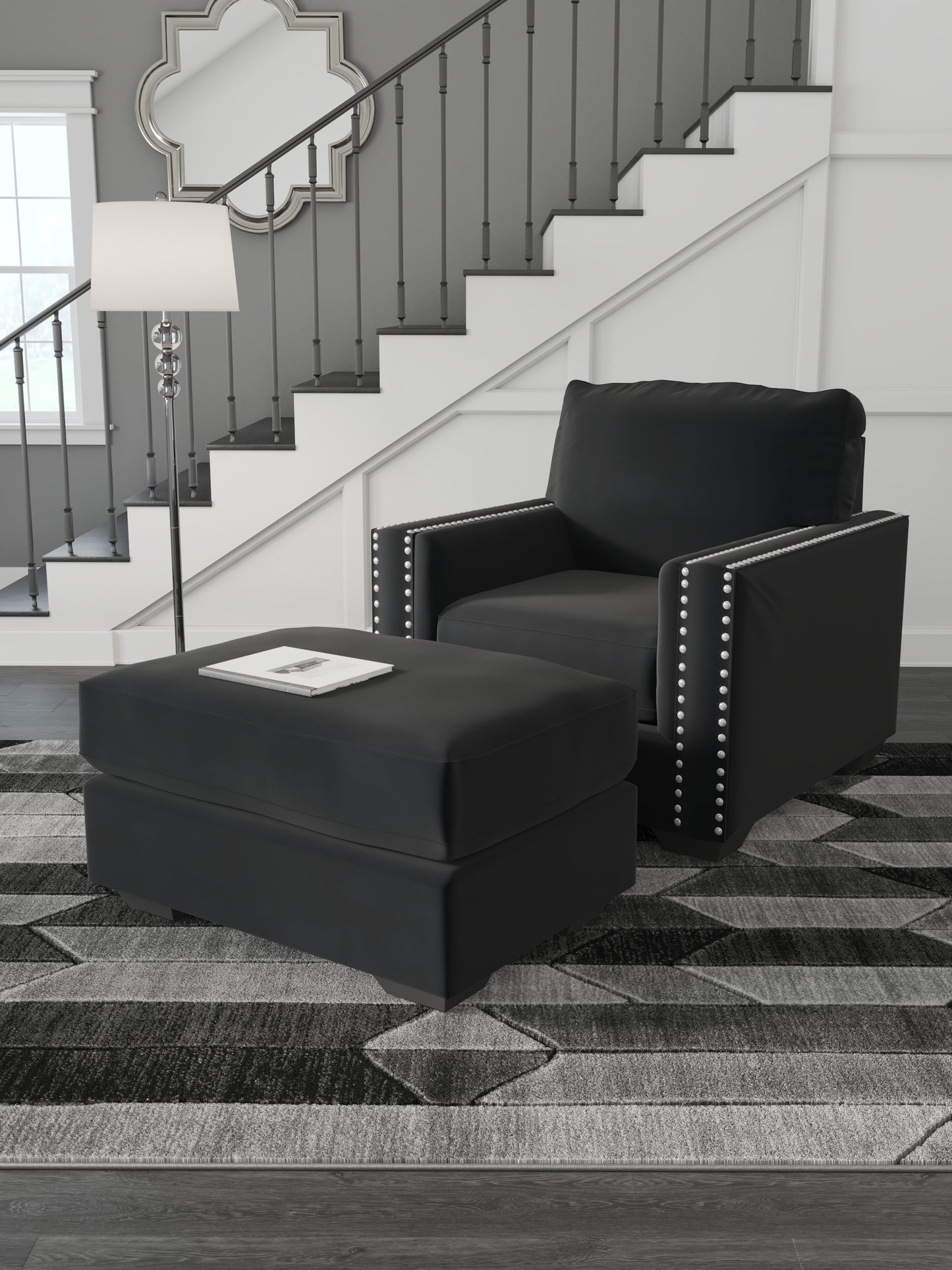 Gleston Black Sofa, Loveseat, Chair, and Ottoman