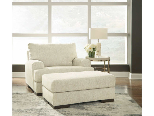 Caretti Parchment Stationary Oversized Chair & Ottoman