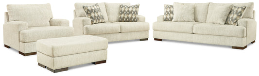 Caretti Beige Sofa, Loveseat, Oversized Chair and Ottoman